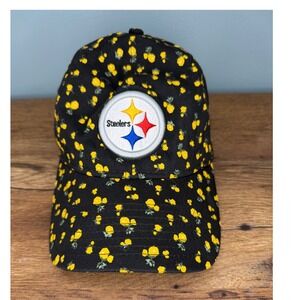New Era Pittsburgh Steelers Women 9TWENTY Adjustable Hat Black Yellow Floral NFL